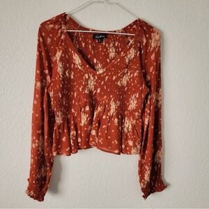 Derek Heart Floral Boho Peplum Top Size M – Stretchy & Flowy